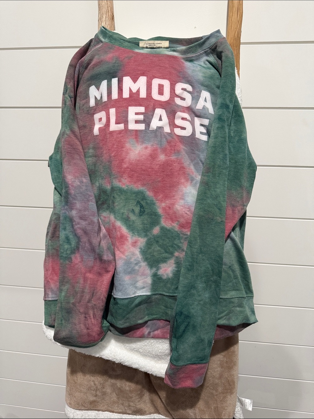 Mimosa Please Tie-Dye Crewneck Sweatshirt - Green & Pink